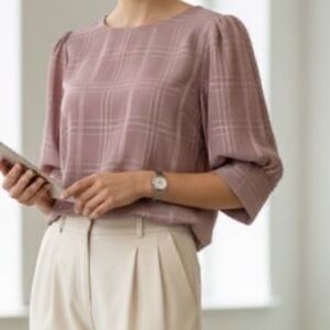 Elegant Pink Plaid Women's Top